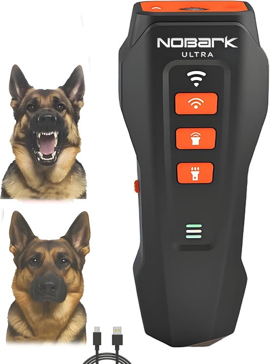 No Bark Ultra, Nobark Ultra Dog Bark Deterrent Device - Long Range Ultrasonic Anti Barking Device for Indoor & Outdoor, Stop Puppy from Crying at Night, Rechargeable Bark Shield for Dogs (Black*1)