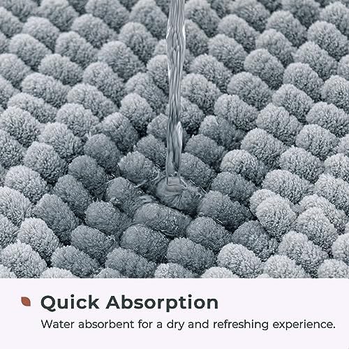 FRESHMINT Large Chenille Bathroom Rugs Mat 36"x24", Non-Slip Bath Mat - Image 4