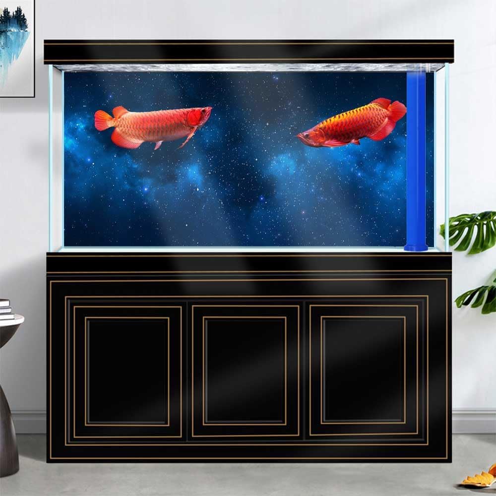 72X24IN Starry Aquarium Background, Art Starry Fish Tank Decorations Background, with 8 EVA Double-Sided Tape