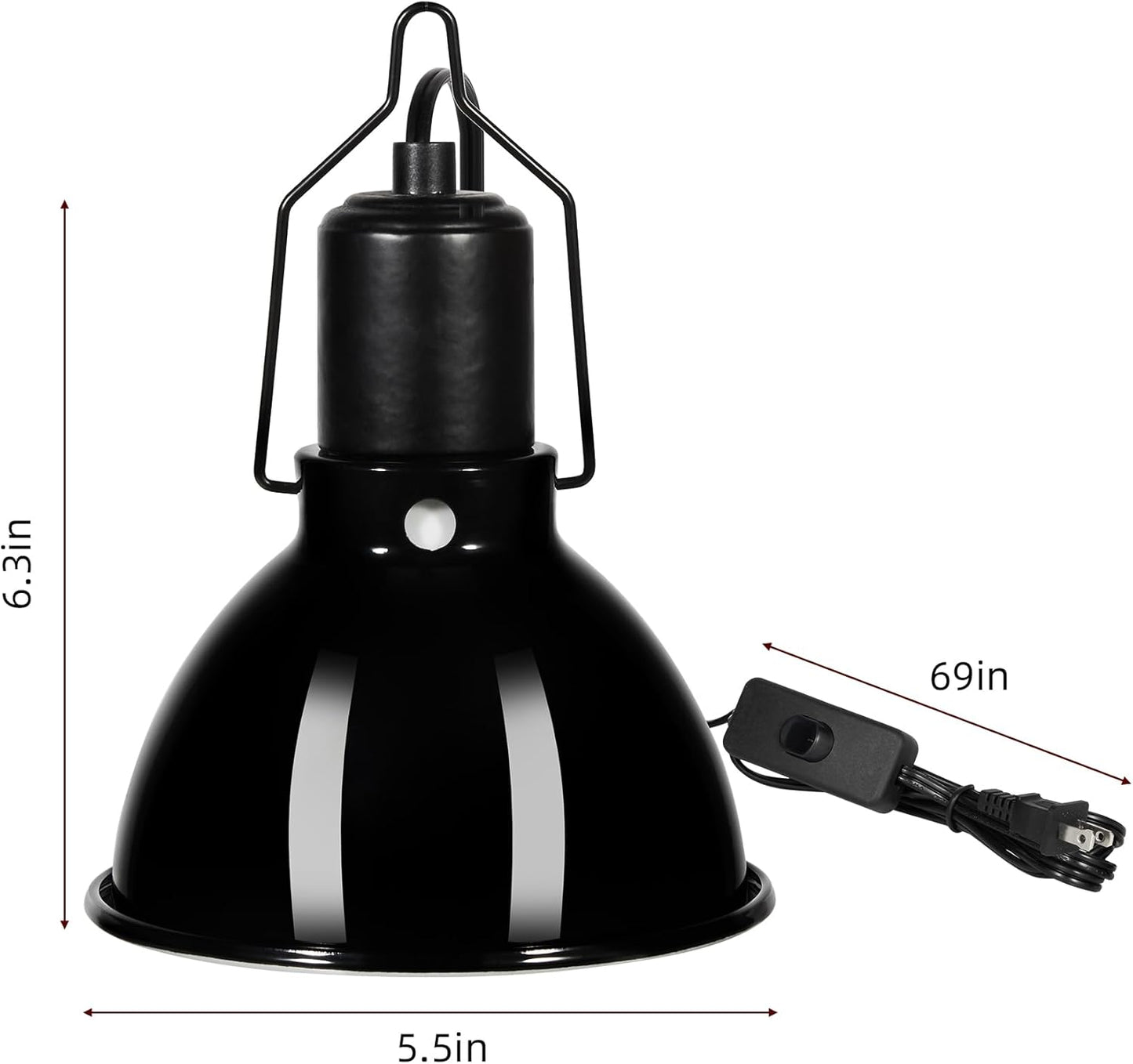 DXOPHIEX 5.5 inch Dome Reptile Light Fixture Reptile Heat Lamp UVB Light Fixture for Bearded Dragon, Lizard, Hermit Crab, Turtle Tank and Terrarium（Max 100W）