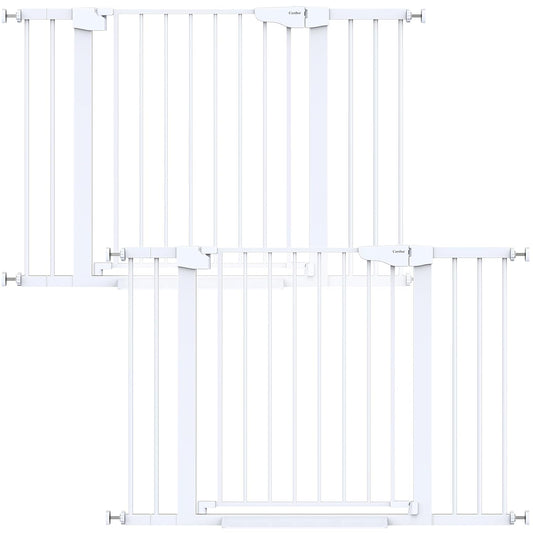 Cumbor 2 Pack 29.7-46" Baby Gate for Stairs, Mom's Choice Awards Winner-Auto Close Dog Gate for doorways, Easy Install Pressure Mounted Pet Gates indoor, Easy Walk Thru Wide Safety Gate for Dog, White