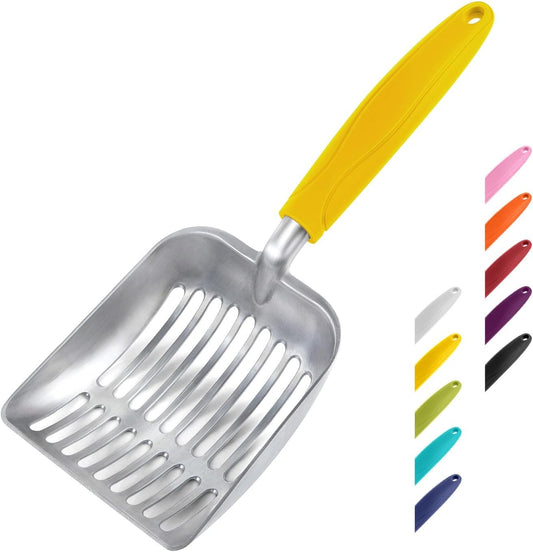 WePet Cat Litter Scoop, Aluminum Alloy Sifter, Kitty Metal Scooper, Deep Shovel, Long Handle, Poop Sifting, Kitten Pooper Lifter, Durable, Heavy Duty, for Litter Box