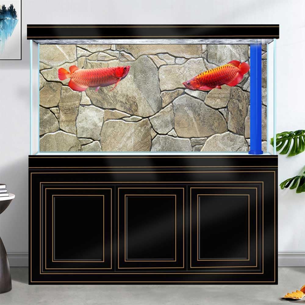 48X18IN Marble Aquarium Background, Art Marble Aquarium Background, Natural Marble Glass Terrarium Background with 8 EVA Double-Sided Tape