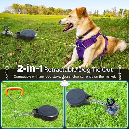 30ft Retractable Dog Leash, 2-in-1 Retractable Dog Lead - Image 5