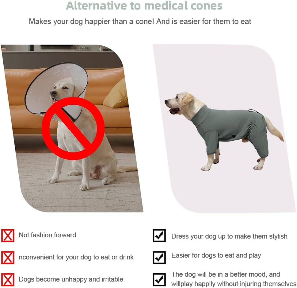 Dog Pyjamas PJS Sweater Clothes and Home Clothing Suitable for Medium to Large Breeds of Dogs, Dog Neutering Suits, Extra-Large Stretch Fabric, Four-Legged Clothes (Thickened Green, 2XL)