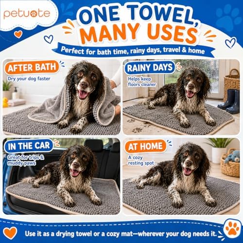 Pet 2-in-1 Dog Towel & Mat – Transforms from Drying to Bath Mat, Ultra Soft - Image 3
