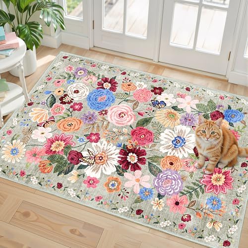 Green Washable 2x3 Entry Rug, Small Rugs - Image 6