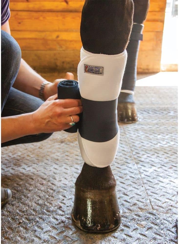 Dura-Tech Tekno-Dri No Bow Leg Wraps for Horses | Size 16" | Enhanced with Tekno-Dri | Sweat-Absorbing | Ideal for Stall Wrapping & Trailering | 30" Long | Sold in Pairs