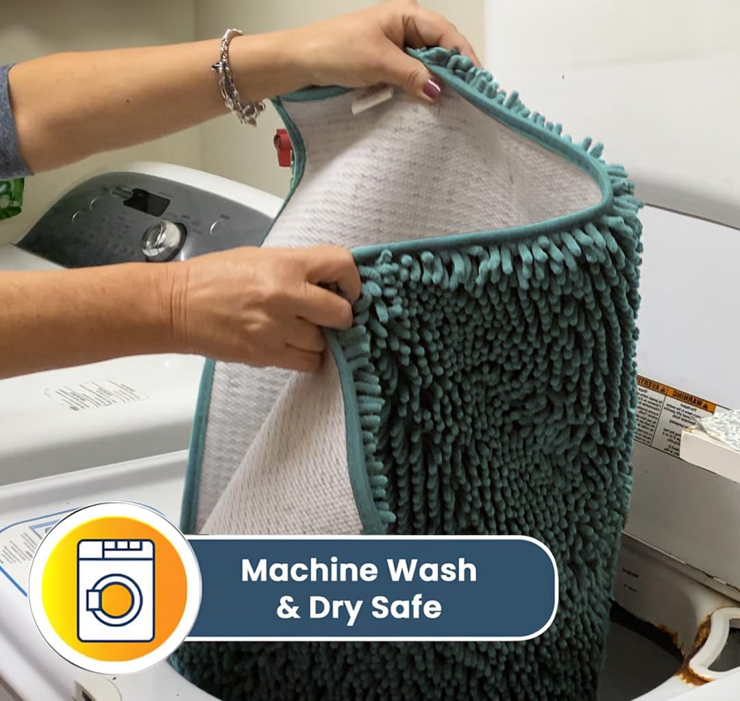 Muddy Mat® Original Dog Door Mat for Muddy Paws, Super Absorbent Microfiber, Non-Slip Washable Pet Rug, Quick Dry Chenille Entryway Carpet, Machine Washable Indoor Outdoor mat, Seafoam Green 48"x72"