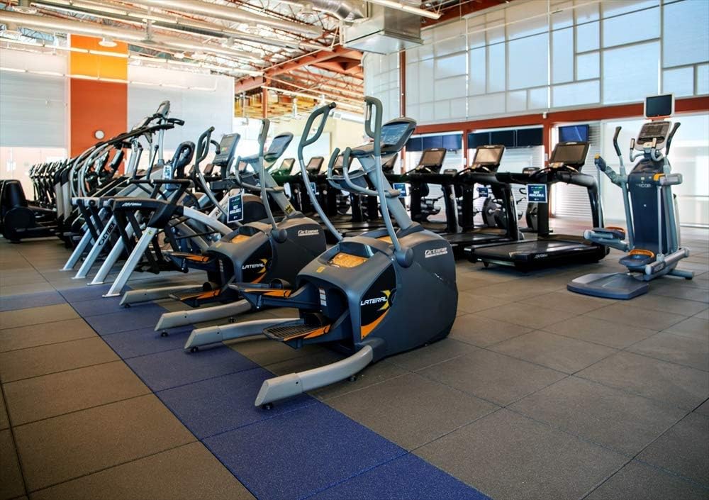 American Extreme Rubber Gym Mats - 1 Inch Thick, Colorful, Soundproof - 35% Grey/White 4 Pack (Covers 16 Sq Ft)