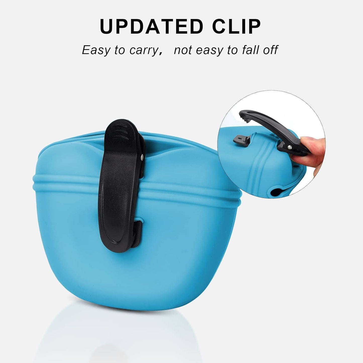 Left&Right Dog Clicker Training Kit,Silicone Dog Training Treat Pouch and Dog Clickers,Dog Treat Bag with Clicker Training for Dogs,Pet Treat Bag with Magnetic Buckle Closing and Waist Clip,Sky Blue