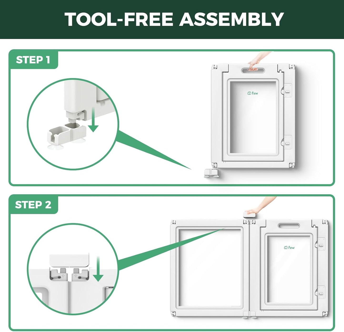 FXW AuraSpace Acrylic Indoor Unleashed Dog Playpen for Small and Medium Dogs, 30 Inch, 6 Panels, White