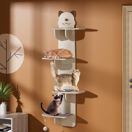 Cat Wall Mount Mounted Floating Shelves Shelf Perch Furniture Perch Hammock Climber Climbing Tree Indoor Large Wall-Mounted Steps Cat Climb Perches Solid Wood Hammock