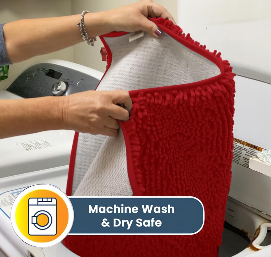 Muddy Mat® Original Dog Door Mat for Muddy Paws, Super Absorbent Microfiber, Non-Slip Washable Pet Rug, Quick Dry Chenille Entryway Carpet, Machine Washable Indoor Outdoor mat, Red 48"x60"