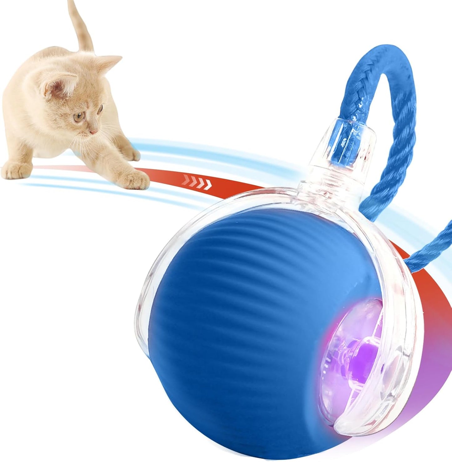 Interactive Cat Toys for Indoor Cats, Rechargeable 360° Automatic Moving Cat Toy for Bored Indoor Adult Cats, 2025 Upgraded Chase Motion Activated Kitten Toys - Blue