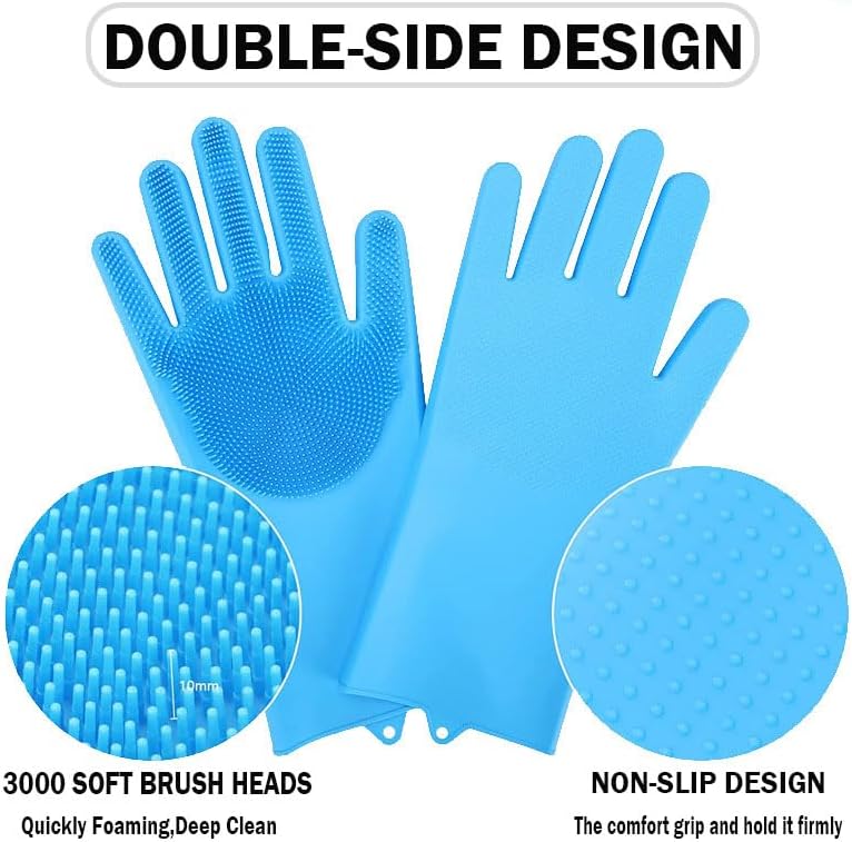 Pet Grooming Gloves, Silicone Bath Massage Gloves, Wet Dry - Image 3