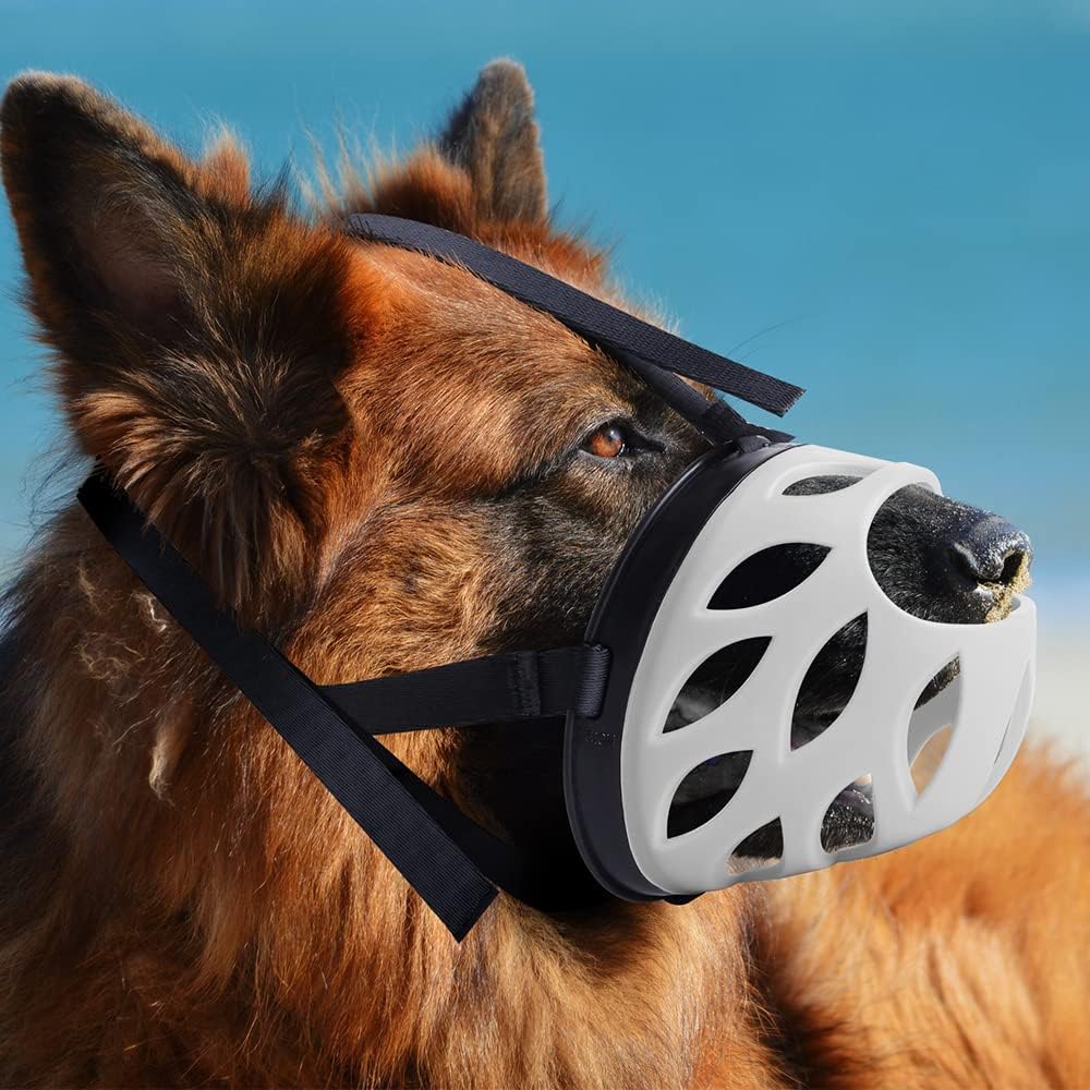 Dog Muzzle, Breathable Basket Muzzles for Small, Medium, Large and X-Large Dogs, Prevent Barking, Biting, Chewing Dog Mouth Cover Gray