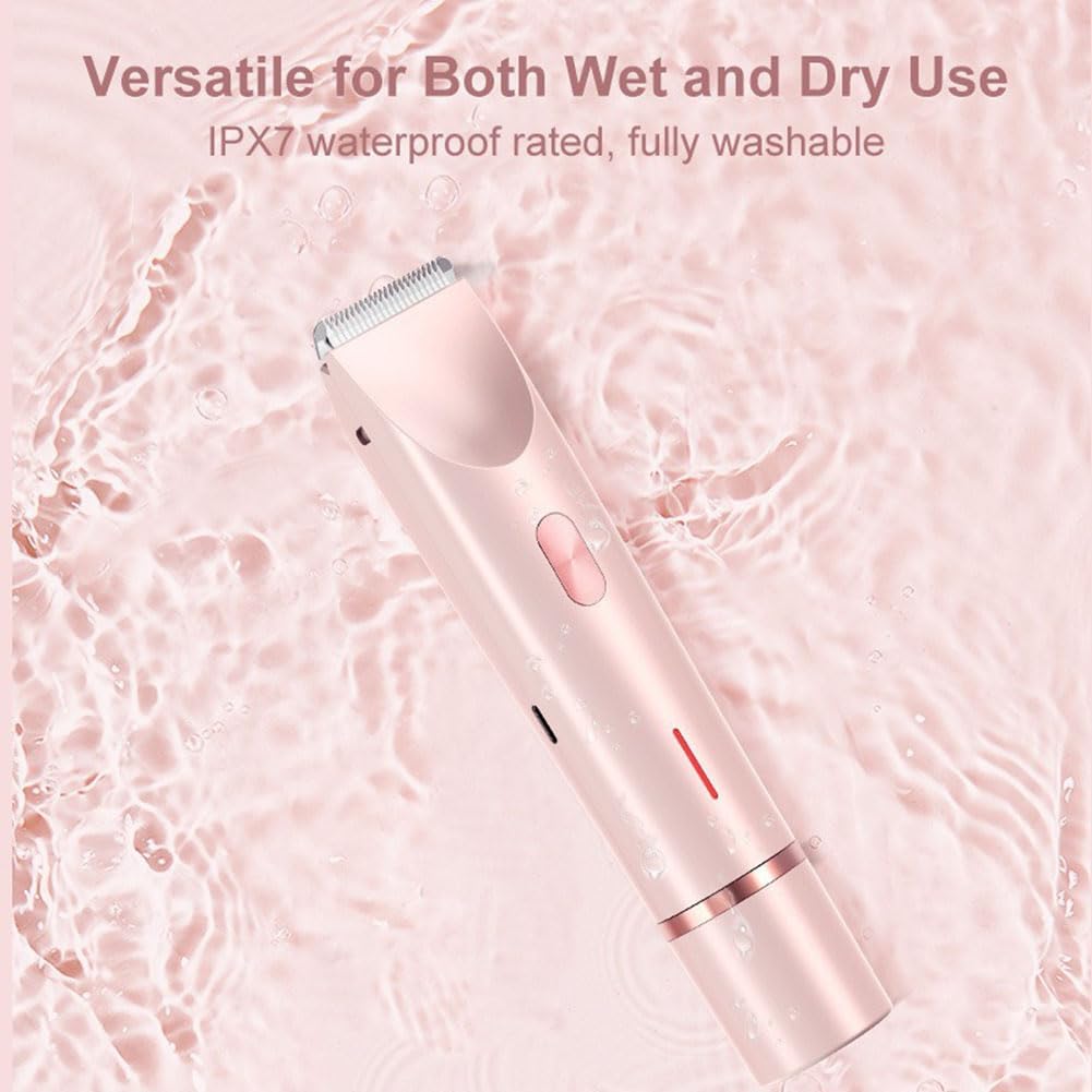 Bikini Trimmer for Women 2025 Upgrade Dual Head Shaver Women Ceramic Blades 2-in-1 Women's Body Shaver Electric Razor 90min Cordless Runtime Waterproof Travel Grooming Kit (Purple)