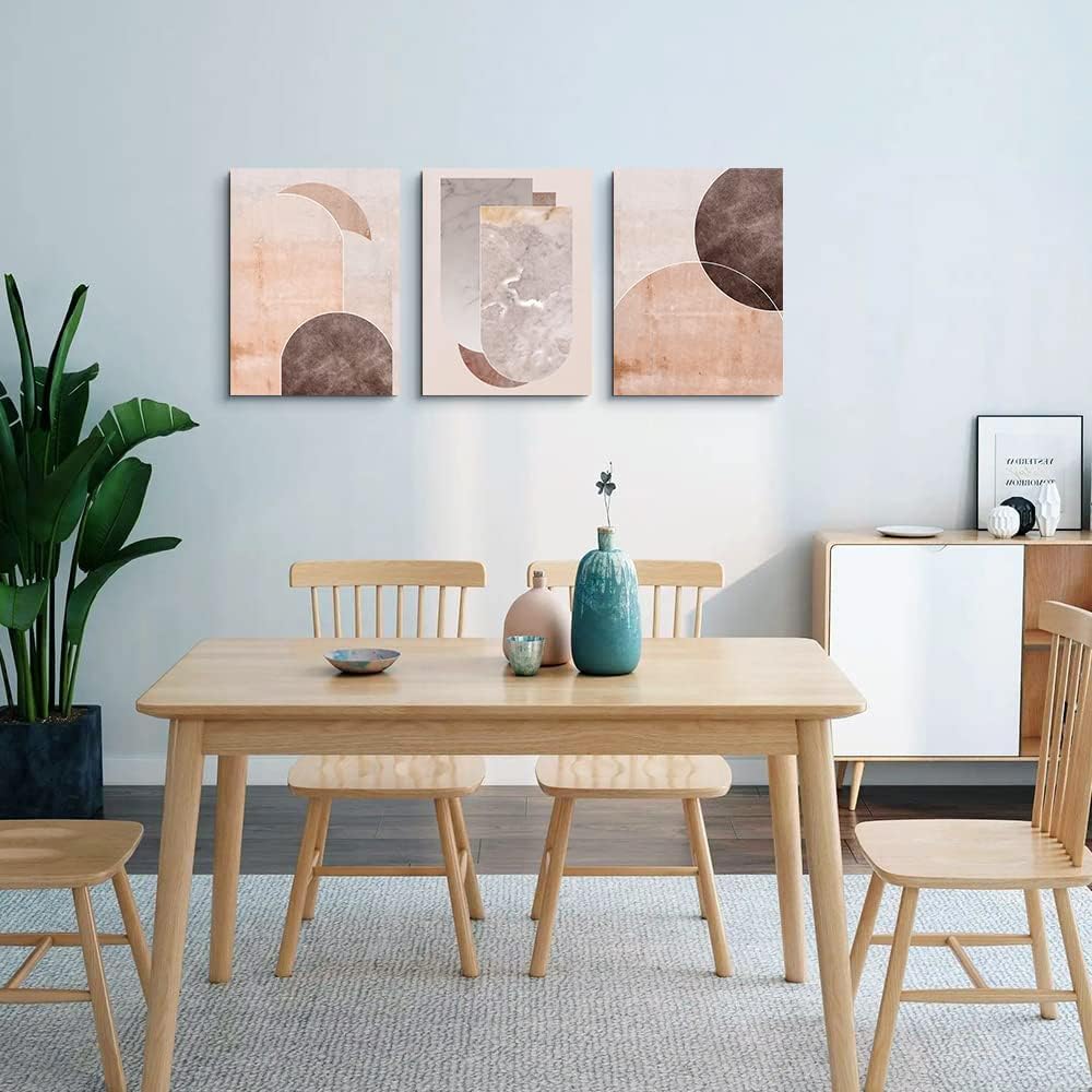 AHUASJART Boho Wall Decor Living Room Canvas Wall Art For Office Family Wall Decorations For Bedroom Modern Abstract Geometry Paintings Canvas Pictures Artwork Inspirational Home Decor 3 Pieces Set