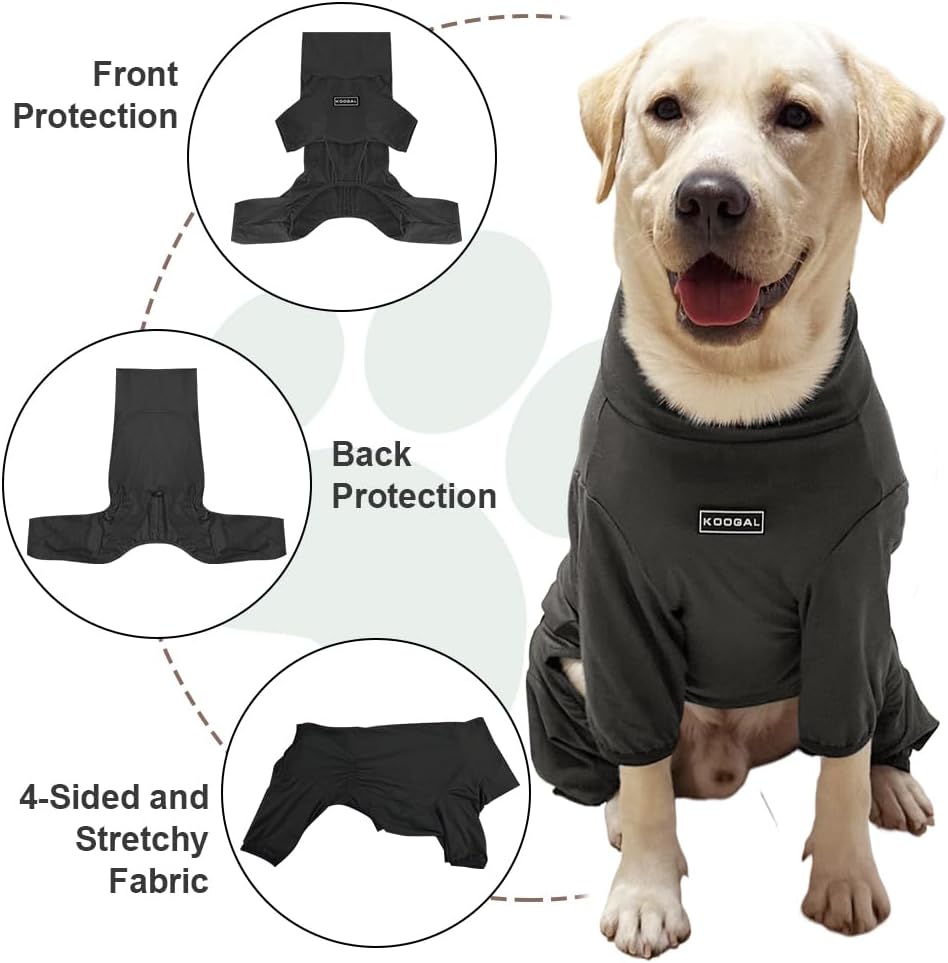 Dog Pyjamas PJS Sweater Clothes and Home Clothing Suitable for Medium to Large Breeds of Dogs, Dog Neutering Suits, Extra-Large Stretch Fabric, Four-Legged Clothes (Thin Dark Gray, 2XL)