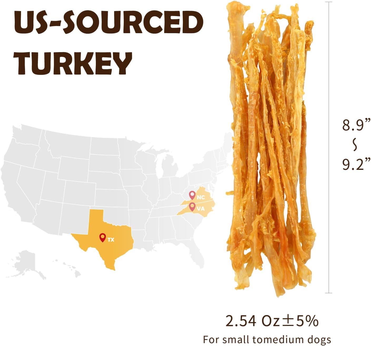 iPaw Turkey Tendons for Dogs, 100% Turkey and US Sourced Raw Material, Hypoallergenic, All Natural Human Grade Puppy Chew, Rawhide Alternative Dog Treats, 1 Unit/Pack Strip (Large)
