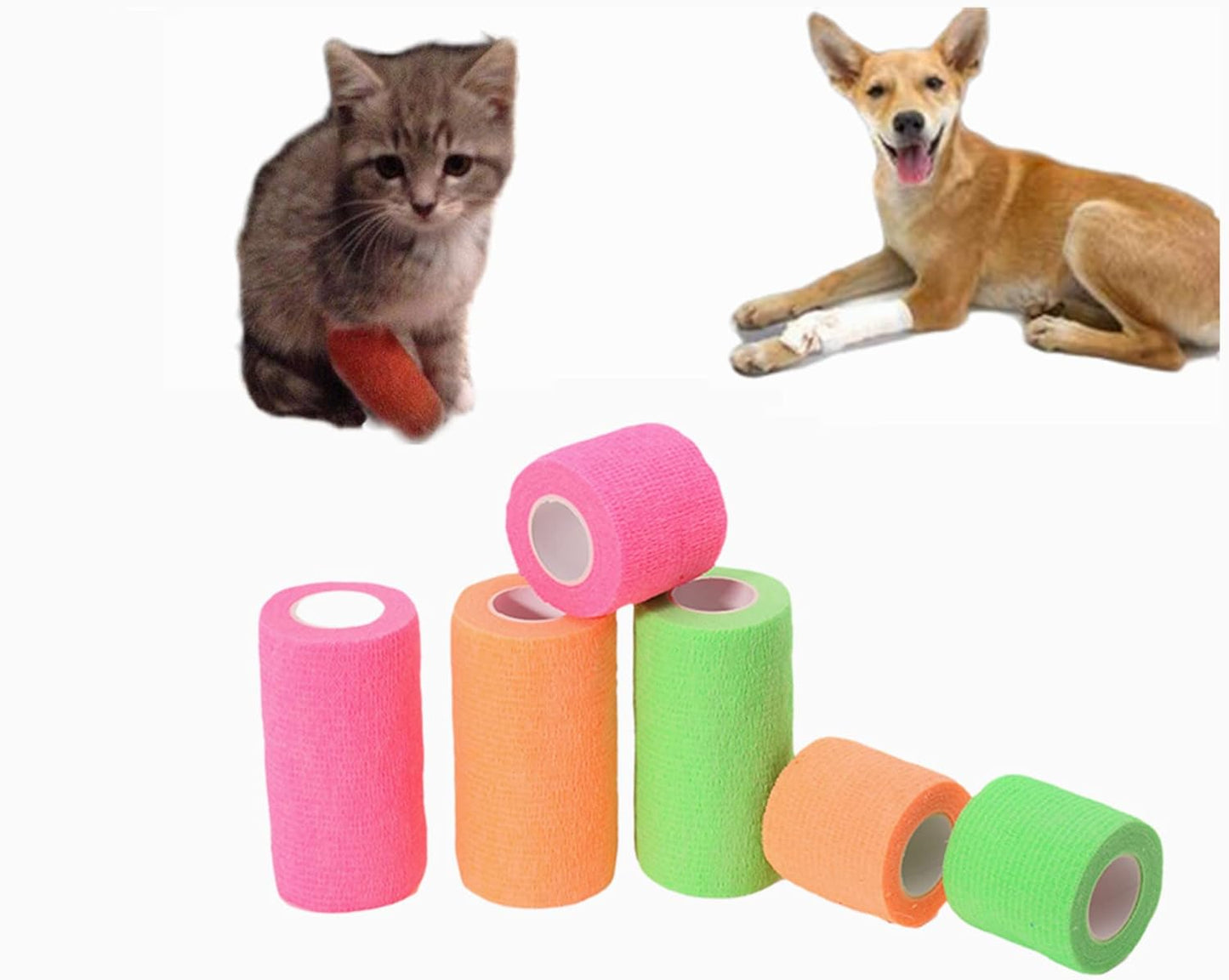6 Pack 1" x 5 Yards Self Adhesive Bandage Wrap Breathable Cohesive Vet Wrap for Pets, Elastic Self-Adherent Tape for Sports, Wrist, Ankle (Skin Color)