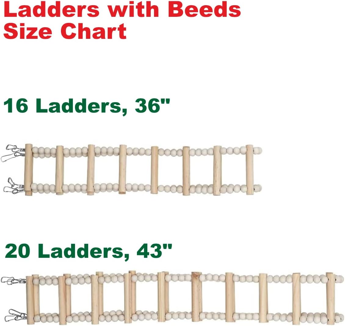 SIMENA Wooden Climbing Ladder for Birds & Hamsters, Interactive Swing & Ladder Toys for Small Pets – Ideal for Hamsters, Birds, Parrots, Squirrels, and Sugar Gliders (20 ladders, 43")