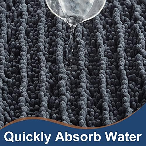 Luxury Chenille Charcoal Grey Bathroom Rugs Sets 2 Piece, Thickened Hot Melt - Image 4