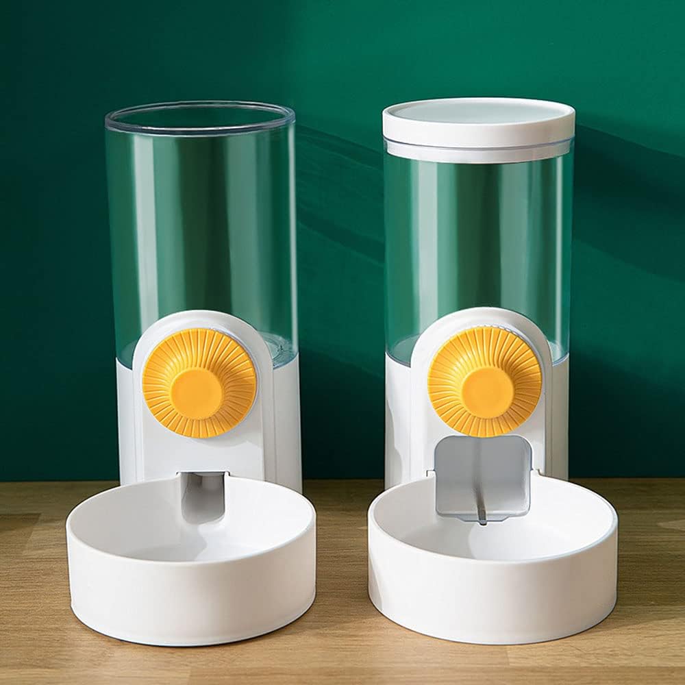 Pet Hanging Automatic Feeders Drinking Bowls 40oz, Auto Gravity Pet Feeding Water Set, Cage Pet Feeding Bowls Dispenser for Cats Dogs Puppy, Rabbit Hamsters Chinchilla Hedgehog (White-Water)