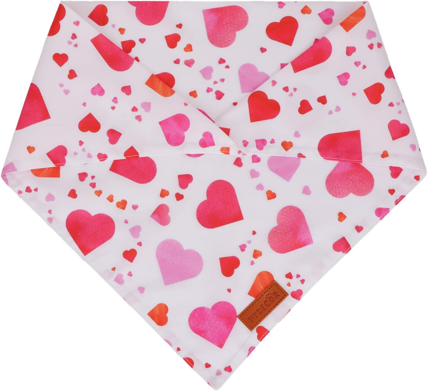 PTDECOR Valentine Dog Bandana, White Purple Love Heart Design Reversible Dog Scarf, Triangle Valentine Bandanas for X-Large Pets (X-Large)