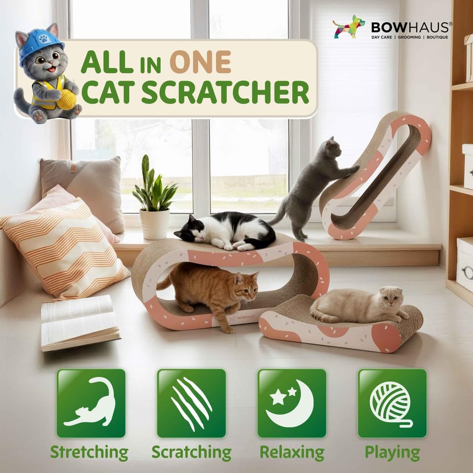 BOWHAUS 3 in 1 Cat Scratch Board, Cat Scratcher Lounger - Image 2
