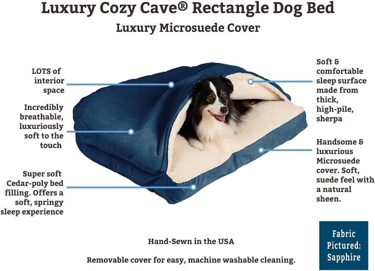 Snoozer Pet Products Luxury Rectangle Cozy Cave Dog Bed with Microsuede, Medium, Black