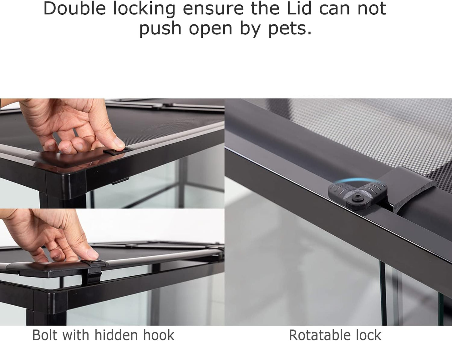 REPTI ZOO Glass Reptile Terrarium 20 Gallon, Front Opening Reptiles Tank 30" x 12"x 12" for Reptile Pets Gecko Lizard Snake, Top Screen Ventilation Escape Proof Lid