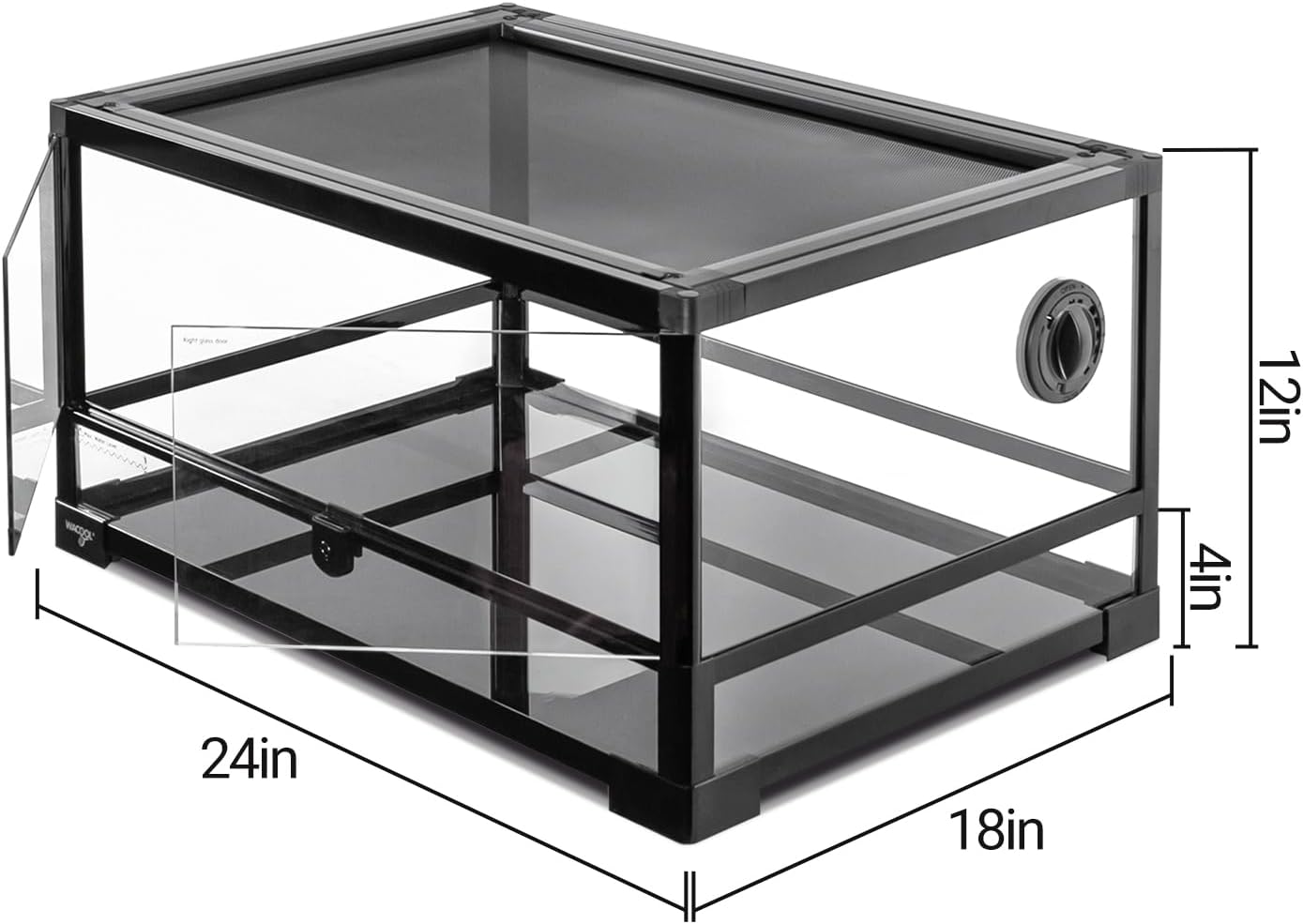 Reptile Tank 20 Gallon, 360°Full Vision Glass Reptile Terrarium 24" x 18" x 12", 24 in Wide Front Opening Reptile Tank for Desert and Tropical Reptiles Gecko Bearded Dragon Snake Hermit Crab