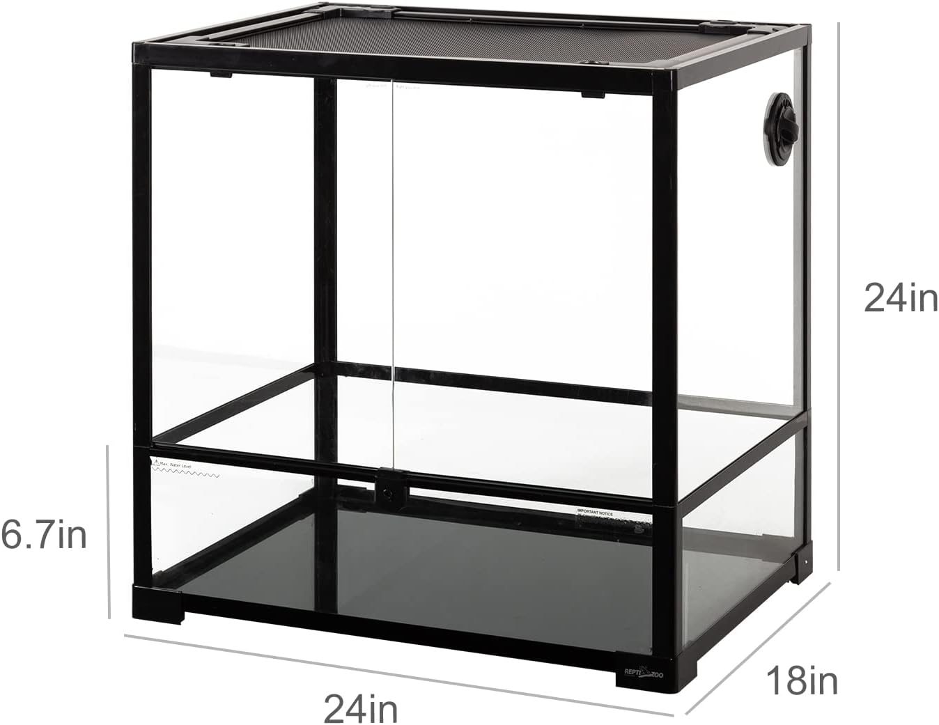 REPTIZOO 45 Gallon Glass Reptile Terrarium 24" x 18" x 24" Knock-Down Reptile Tank with Double Hinge Door and Top Screen Ventilation Easy Assembly Terrarium
