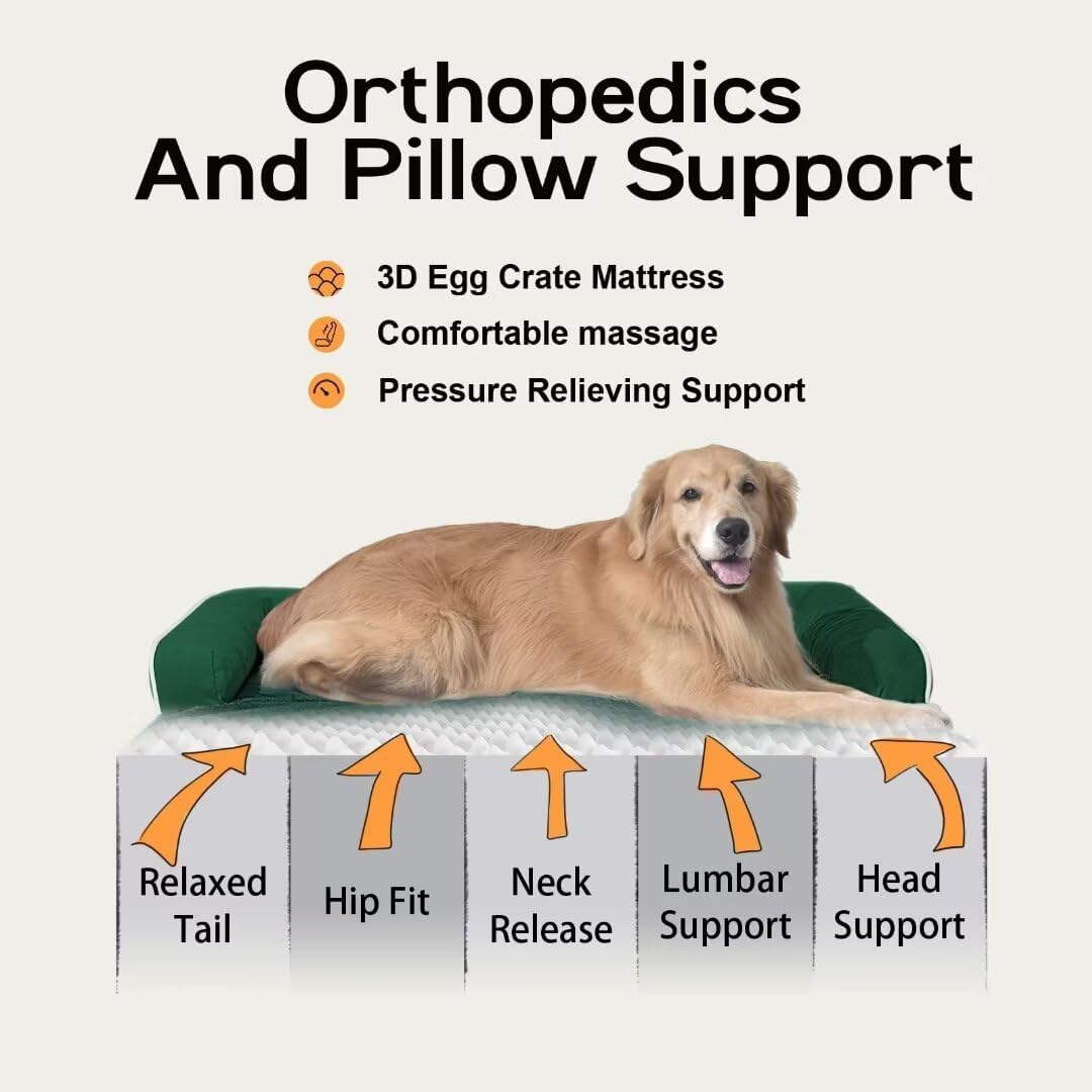 Large Dog Bed Orthopedic Washable: Beds Bolster - XL XLarge Big Dogs - Memory Foam - Ultra-Soft XXL Dog Crate Beds- Waterproof with Removable Cover