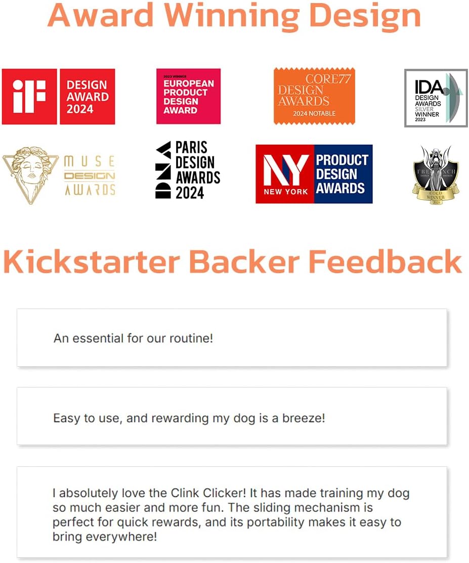 Clink Design Clicker Dog Trainer & Dog Treat Pouch Alternative, Dog Treat Dispenser, Puppy Essentials Dual Use 2 in 1 Dog Clicker for Training - Durable, Light (2.36 oz), Easy to Clean & Handle, Black