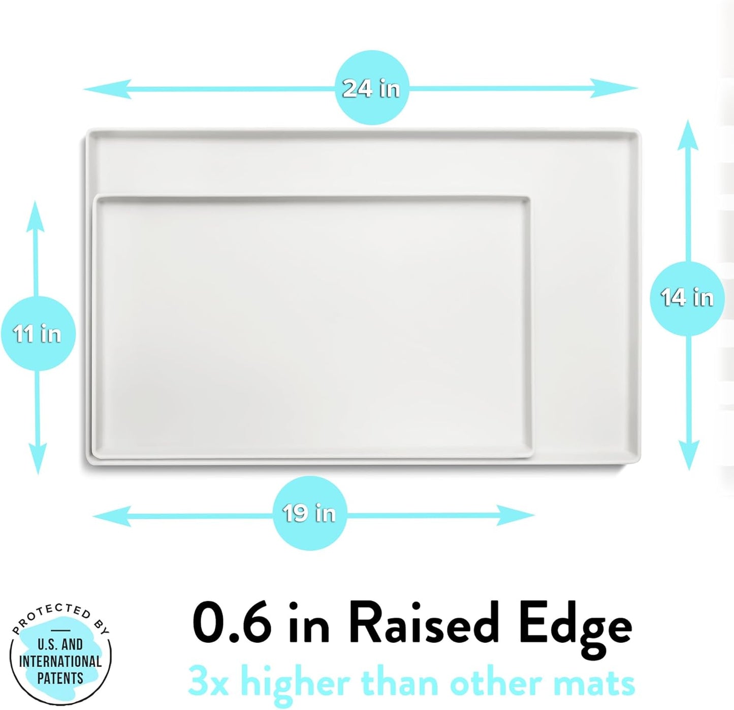 CatGuru Cat Food Mat, Small & Large Pet Placemat, 100% Waterproof Cat Feeding Mat, Silicone Mats for Cats Bowls, Non-Slip Mats for Pet Food and Water Bowl or Fountain (Large, Marshmallow)