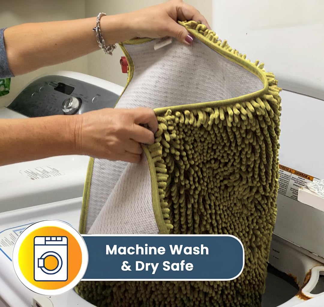 Muddy Mat® AS-SEEN-ON-TV Highly Absorbent Microfiber Door Mat and Pet Rug, Non Slip Thick Washable Area and Bath Mat Soft Chenille for Kitchen Bathroom Bedroom Indoor and Outdoor - Yellow 48" x 60"