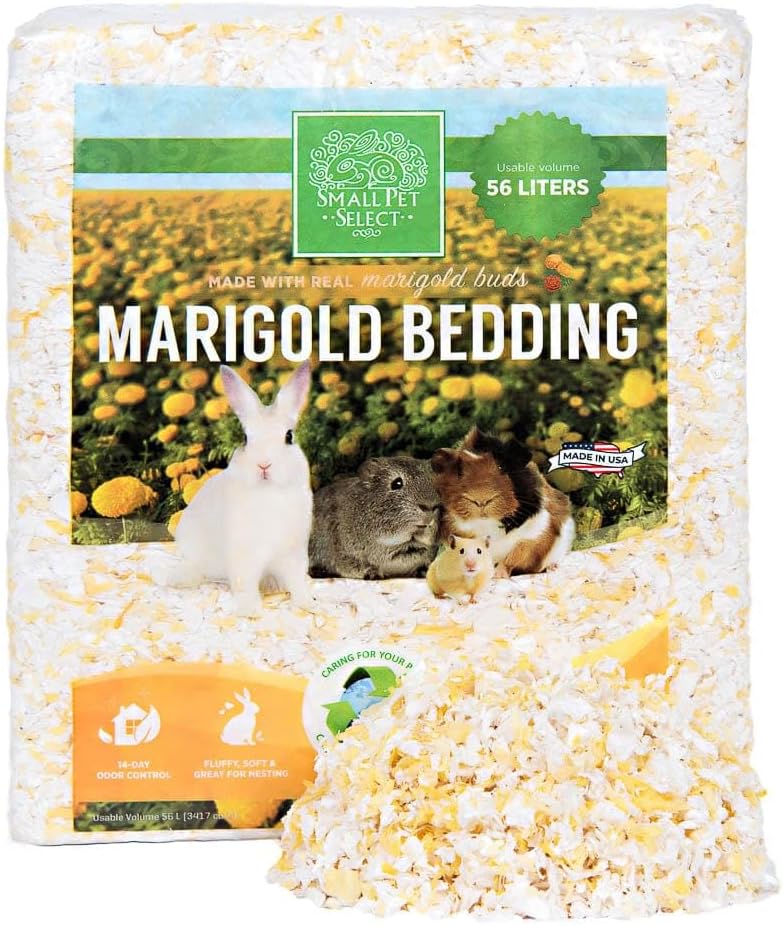Small Pet Select - Natural Paper Bedding with Real Marigold Buds. Rabbits, Guinea Pigs, and Other Small Animals, 56L
