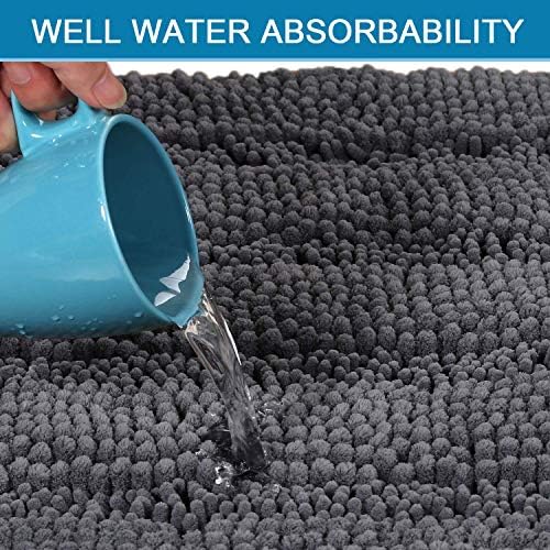 H.VERSAILTEX Bath Mats for Bathroom Non Slip Extra Thick Chenille Striped Bath - Image 5