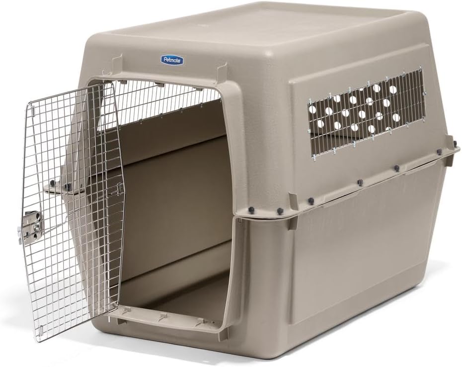 Petmate Ultra Vari Dog Kennel - Portable Crate for Extra Large Dogs 90-125 lbs - Airline-Friendly - Heavy-Duty Plastic Shell - For Home and Travel - Made in USA - 48 Inches - Taupe