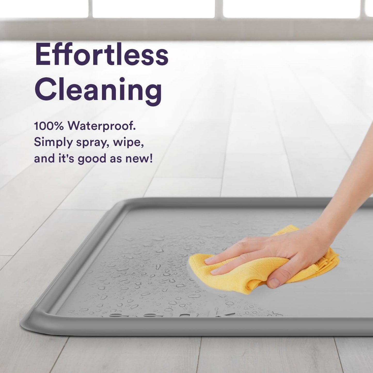 Pee Pad Tray Holder for Dogs - Fits Up to 22 x 22 in. Square Potty Training Pads No Spill Raised Lip High Edge Silicone Mat, Extra Thick and Non-Slip for Indoor Floor Protection (Small, Gray) | eenk