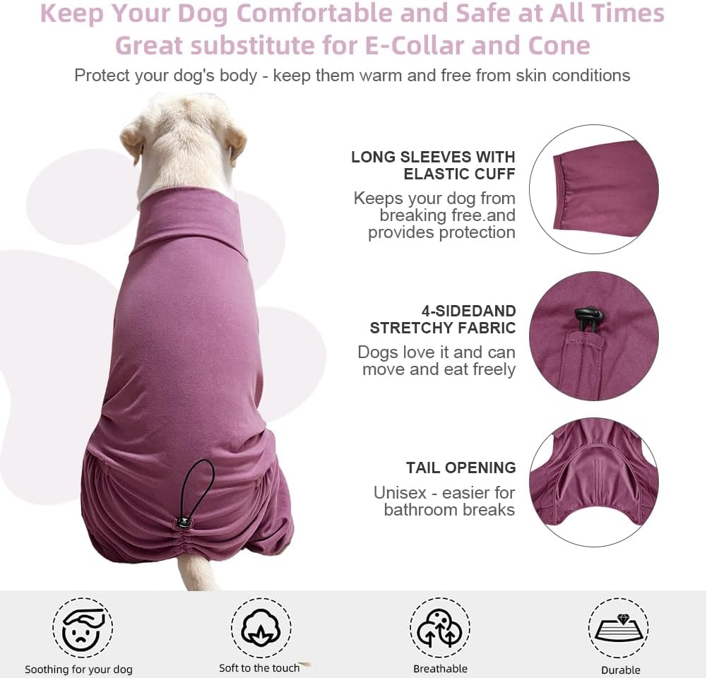 Dog Pyjamas PJS Sweater Clothes and Home Clothing Suitable for Large to Giant Breeds of Dogs, Dog Surgery Recovery Suit, Extra-Large Stretch Fabric, Four-Legged Clothes(Thickened Red, 6XL)