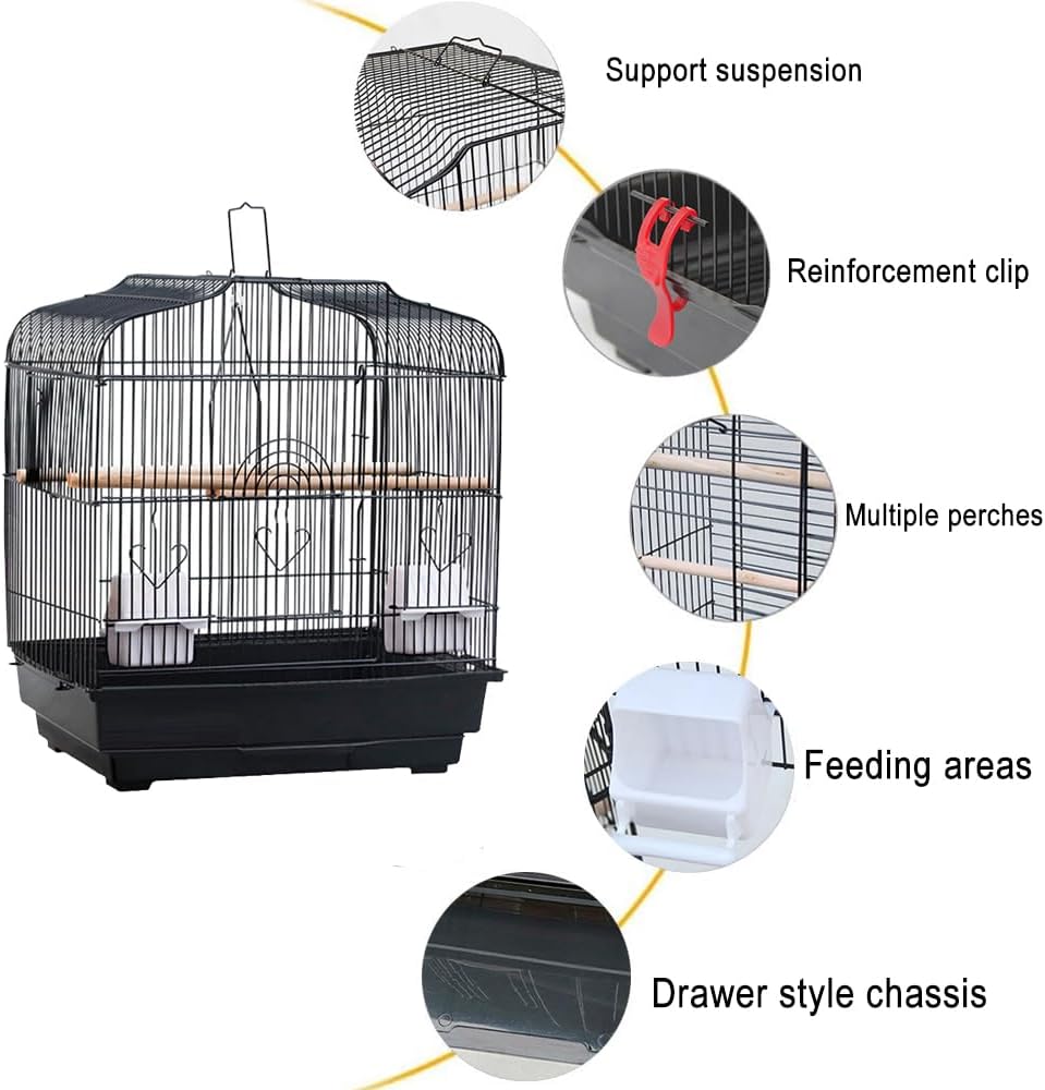 Travel Bird Cage 20.5×18.1×14.2in Portable Birdcage with Handle and Perches for Small Parrots Canaries Cockatiels Lovebirds Finches Budgies Conures
