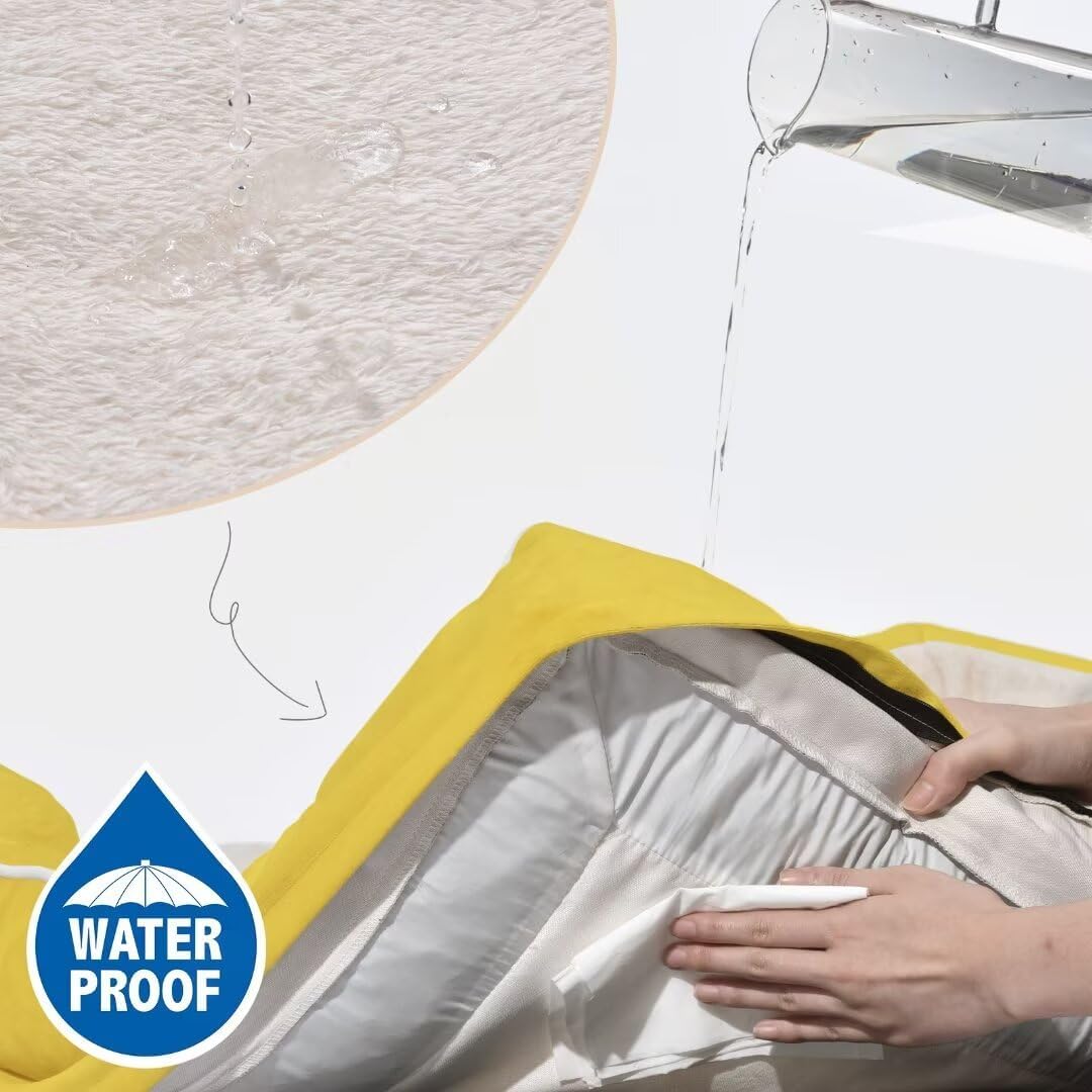 Comfort Expression Waterproof Dog Beds Large Sized Dogs, Large Dog Beds Orthopedic Foam, Comfy Pet Bed Sofa with Washable Removable Cover & Non-Slip Bottom(Spicy Mustard)