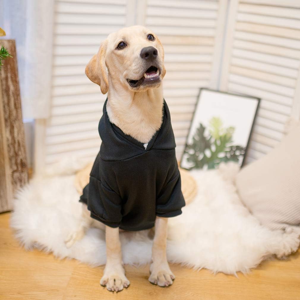KOOLTAIL Basic Dog Hoodie - Soft and Warm Dog Hoodie Sweater with Leash Hole and Pocket, Dog Winter Coat, Cold Weather Clothes Sweatshirt for Small Medium Large Dogs Puppy Cat Boys Girls Black XL/XXL