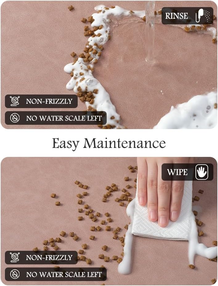 Pet Feeding Mat-Absorbent Dog Mat for Food and Water Bowl-No Stains Quick Dry Water Dispenser Mat-Dog Accessories Pet Supplies-Bowl for Messy Drinkers（Dusty Pink,16"x24"