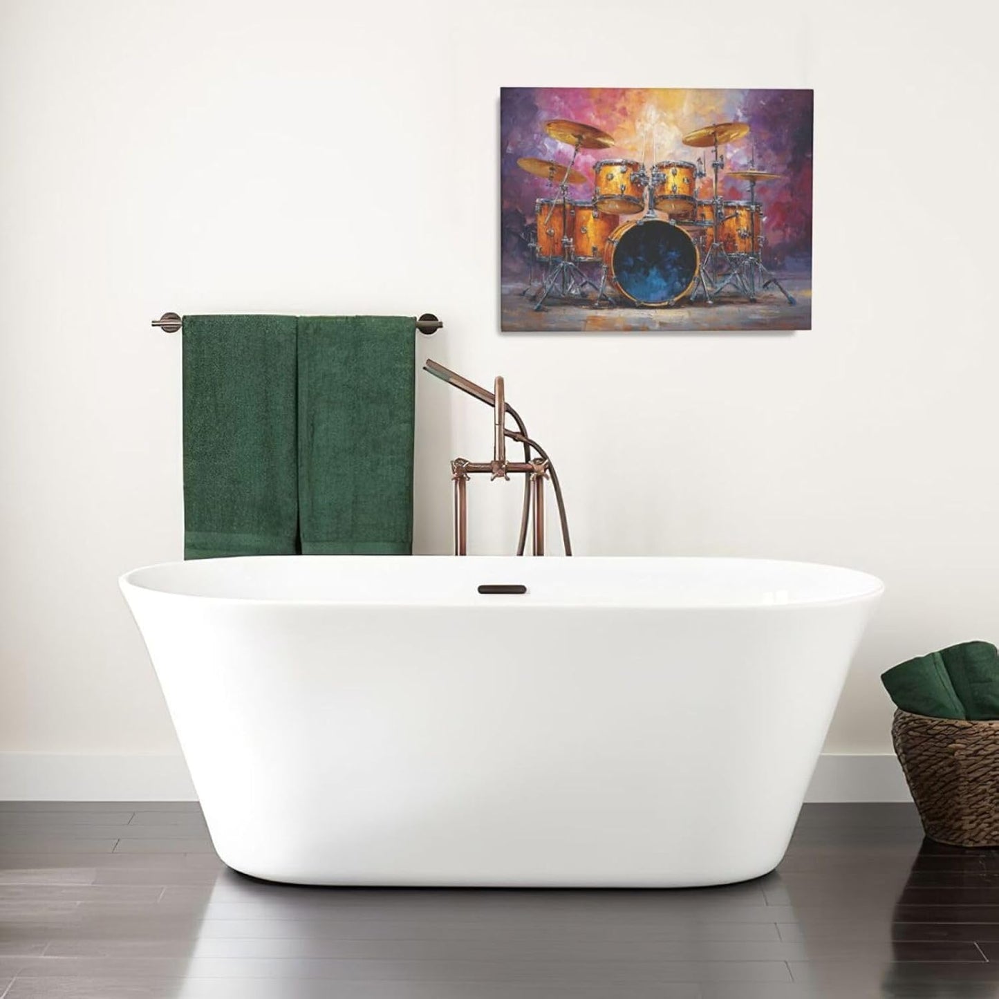 Music Wall Art Graffiti Musical Instruments Canvas Wall Decor Drum Pictures Painting Print Artwork Framed Decorations Gifts for Drummers Music Lover Studio Bar Musician Home Bedroom Living Room 16"x20"