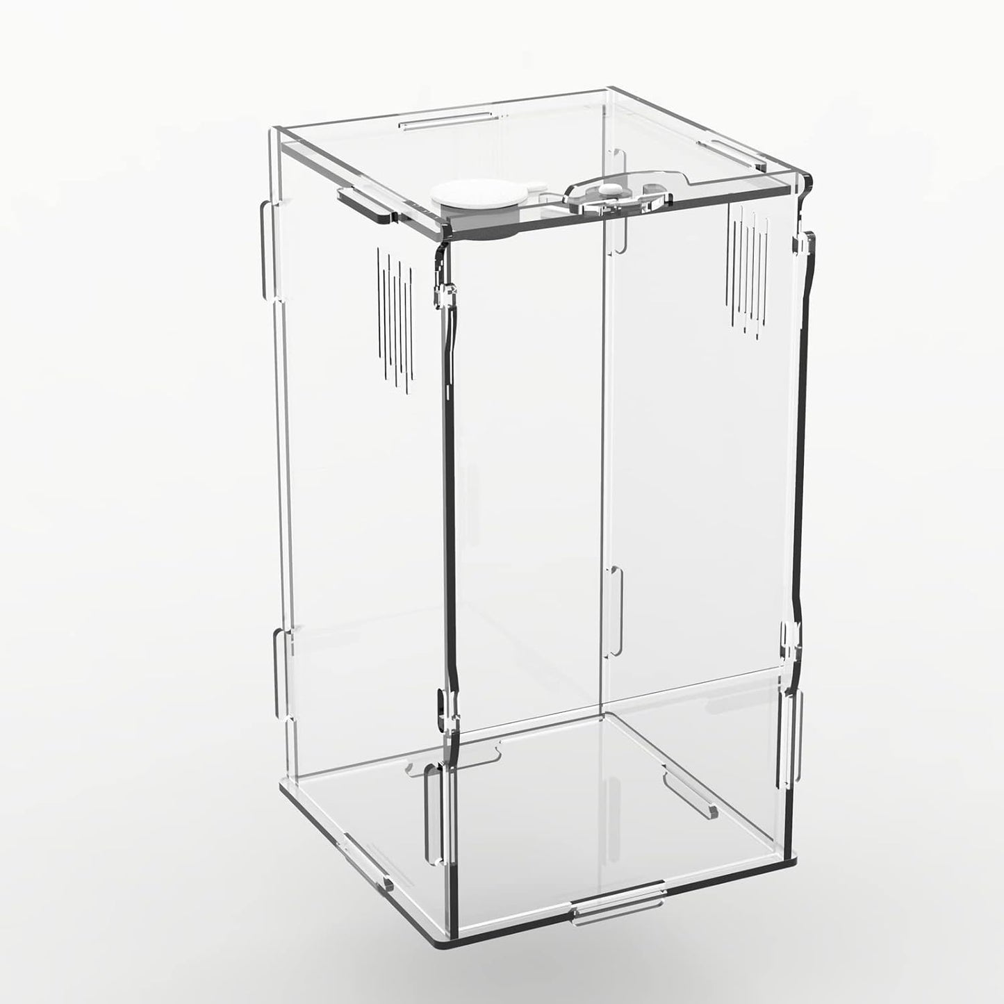 BETAZOOER Acrylic Mini Reptile Tank Habitat Transparent Terrariums with Locking Latch Suitable for Tarantula Isopod Roach Invertebrates (4''x4''x8'')